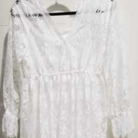 Boho Beauty All over Lace Flounce Sleeve maxi Dress - Picture 10 of 16